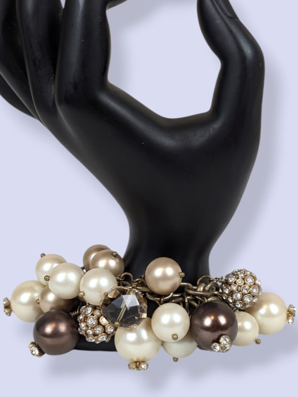 Faux Pearl & Rhinestone Ball Cluster Bracelet